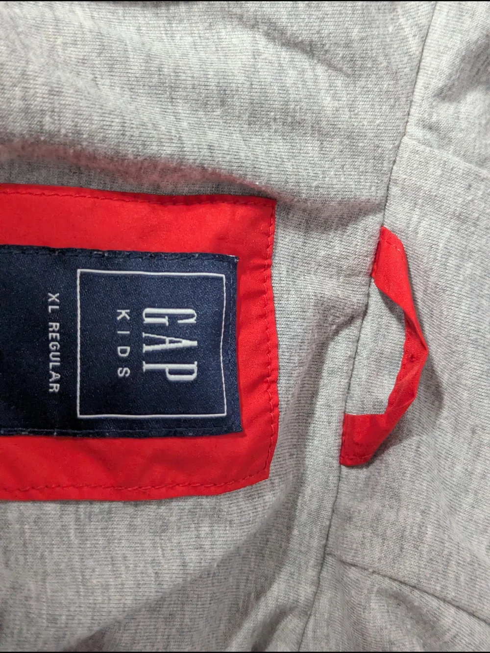 GAP Kids Bright Red Hooded Windbreaker with Gray Lining